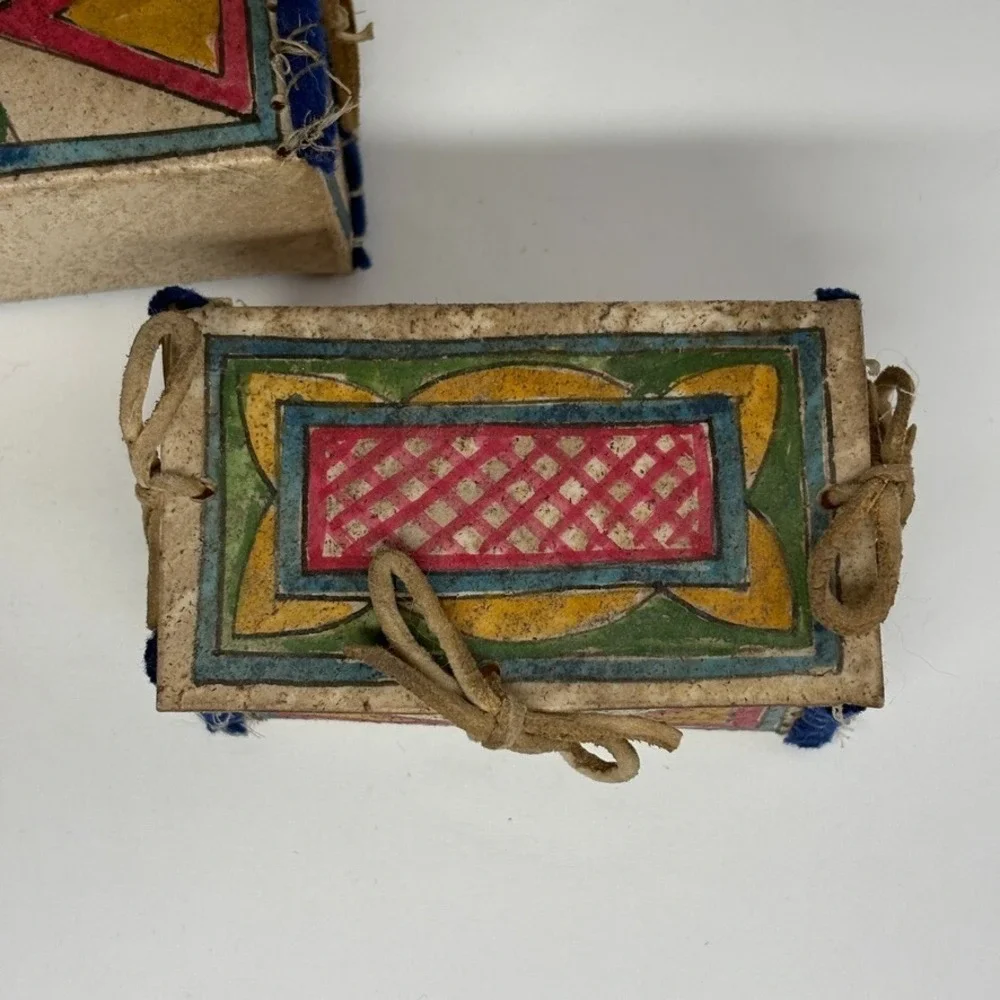 Mid 1900s‎ (2) HandPainted Toy Doll Parfleche Trunks Trinket Boxes Sioux Indian